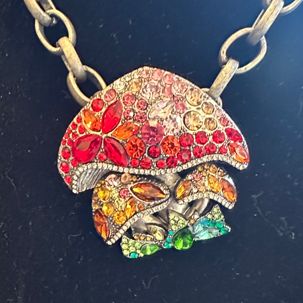 Vibrant Crystal Mushroom Pendant Necklace